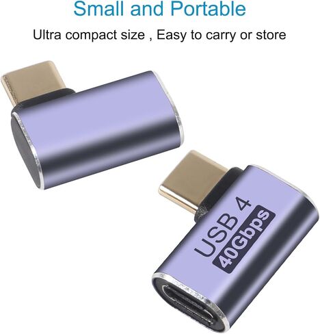 4pcs 90 Degree Right Angle USB C Male to Female Adapter/Connector, USB Type C Adapter Extender Support 100W, 40Gbps, 8K@60Hz for Steam Deck, MacBook,Thunderbolt ect(Vertical Bend) in Saudi Arabia