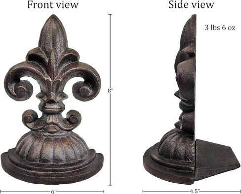 Lulu Decor، سدادة باب Fleur De Lis Sculpture، سدادة باب بوزن 2 رطل باللون البني العتيق (بدون إسفين) in Saudi Arabia