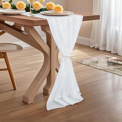 DUOBAO Burgundy Chiffon Table Runner 29''x120'' Sheer Wedding Table Runner Beaded Table Runner Chiffon Draping Party Table Runner in Saudi Arabia