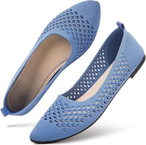 hash bubbie Women's Flats Shoes Women Comfortable Dress Shoes Black Pointed Toe Flats Ballet Mesh Knit Flat Dressy Slip on Business Casual Shoes for Women in Kuwait
