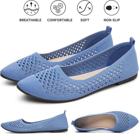 hash bubbie Women's Flats Shoes Women Comfortable Dress Shoes Black Pointed Toe Flats Ballet Mesh Knit Flat Dressy Slip on Business Casual Shoes for Women in Kuwait