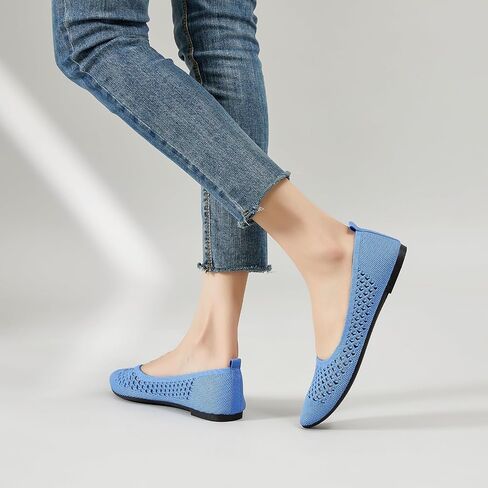 hash bubbie Women's Flats Shoes Women Comfortable Dress Shoes Black Pointed Toe Flats Ballet Mesh Knit Flat Dressy Slip on Business Casual Shoes for Women in Kuwait