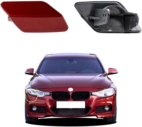 غطاء غطاء فوهة غسالة المصباح الأمامي للسيارة متوافق مع BMW 3 F30 320 323 330 335 M-Sport 2013 2014 2015 2016 2017 2018 غطاء تنظيف المصباح الأمامي 51118056613 51118054179 غطاء رذاذ الماء in Kuwait