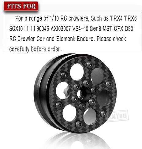عجلات RC 1.9 بوصة من Beadlock لوحة أمامية من ألياف الكربون خفيفة الوزن للغاية لسيارة 1/10 TRX4 TRX6 Axial SCX10 I II III 90046 AXI03007 Capra RC Crawler Car (أسود-B) in Saudi Arabia