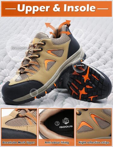 ISOOUS Steel Toe Shoes for Men Women Safety Composite Toe Sneakers Lightweight Comfortable Non Slip Resistant Work Shoes for Men Utility Indestructible Industrial Construction Shoes in Saudi Arabia