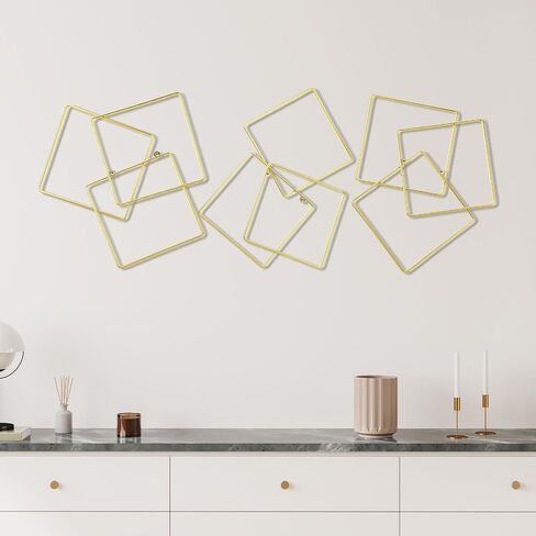 Hicarer 3 Pcs Interlocking Rings Wall Sculpture Abstract Home Wall Decor Gold Metal Wall Decor Aesthetic Gold Wall Decor for Art Bedroom Living Room Bathroom Home in Saudi Arabia