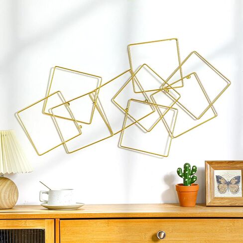 Hicarer 3 Pcs Interlocking Rings Wall Sculpture Abstract Home Wall Decor Gold Metal Wall Decor Aesthetic Gold Wall Decor for Art Bedroom Living Room Bathroom Home in Saudi Arabia