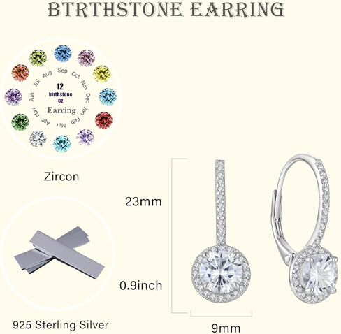 أقراط نسائية من OSKINIA أقراط متدلية من الفضة الإسترليني عيار 925 أقراط متدلية 3A مكعبة الزركونيوم جوهرة الميلاد أقراط متدلية للنساء in Kuwait