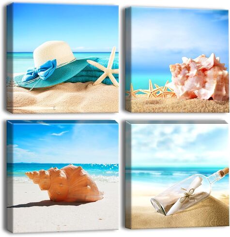 Artscope 4 قطع قماش يطبع جدار الفن - لوحة صورة النبيذ الرومانسية - عمل فني جداري حديث مؤطر للحمام ديكور المنزل والمكتب - 12 × 12 بوصة in Kuwait