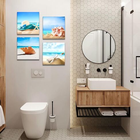 Artscope 4 قطع قماش يطبع جدار الفن - لوحة صورة النبيذ الرومانسية - عمل فني جداري حديث مؤطر للحمام ديكور المنزل والمكتب - 12 × 12 بوصة in Kuwait