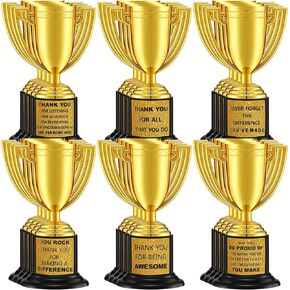 Highergo 24 Pcs Mini Trophies Metal Awards Plastic Gold Trophy Cups Party Favors with Stickers for Kids School Sports Competition Adults Staff Reward Appreciation Gifts