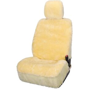 Leader Accessories 1pcs Genuine Sheepskin Seat Cover for Car SUV Truck Low/High Back Front Seats Champagne