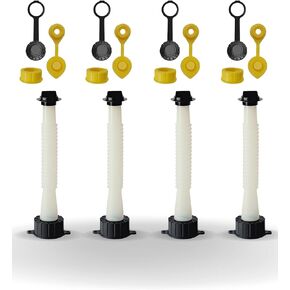 Universal Gas Can Spout Replacement 5 Gal (4 Pack) Gas Can Nozzle Fits All Sizes Blitz, Scepter, Old Style Gas Cans, Includes Nozzles, and Vent Caps