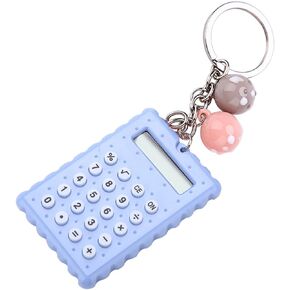 fosa Mini Portable Cute Cookies Style Key Chain Calculator for Kids Children Gift, Candy Color Pocket Standard Function Calculator for Girls Boys(Blue)