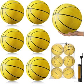 Leyndo 6 Pcs Basketballs Bulk Size 7, Rubber Basketballs for Teens 29.5'' Basketball Outdoor Indoor Adult Youth Official Basket Ball with Pump Set for Basketball Games Training