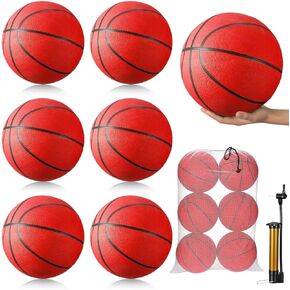 Leyndo 6 Pcs Basketballs Bulk Size 7, Rubber Basketballs for Teens 29.5'' Basketball Outdoor Indoor Adult Youth Official Basket Ball with Pump Set for Basketball Games Training