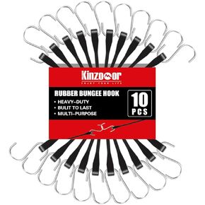 6 Inch Rubber Bungee Cords with Hooks,Black Bungee Cords Hooks Heavy Duty Outdoor,100% EPDM Rubber Straps with S Hooks for Truck,Van,Motorcycle,Cargo,Tarps,Canvases and More (10 Pack)