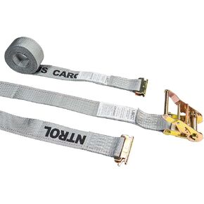 US Cargo Control E-Track Ratchet Straps (8-Pack), 2 Inch x 16 Foot Heavy Duty Gray E-Track Straps with 4 Foot Fixed End and Spring E-Fittings, 1,467 lbs. Working Load Limit, Logistic Ratchet Straps
