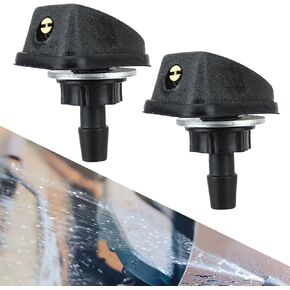 2 PCS Car Front Windshield Washer Nozzle, 360-degree Adjustable Wiper Fan-shaped Spray Nozzle with Mounting Parts, 0.31"/8mm Aperture Outlet Nozzle, Universal Car Wiper Accessories (Black)