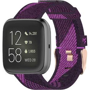 Fit for Fitbit Versa 2 Watch Bands Women Men, Woven Nylon Quick Release Replacement Band Straps Wristbands Accessories Bracelet Fit for Fitbit Versa Lite Edition, Versa 2, Versa SE, Versa 1 (Blue)