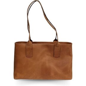 حقيبة يد جلدية لكل شيء للنساء من الجلد الطبيعي للكمبيوتر المحمول وحقيبة كتف للمكتب وحقيبة يد كلاسيكية باللون البني in Kuwait