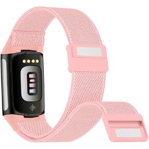 Abanen Nylon Elastic Bands with Magnetic Closure for Fitbit Charge 6 / Charge 5, Soft Loop Lightweight Stretchy Adjustable Wristband Strap Compatible with Fitbit Charge 5