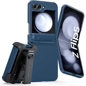 FNTCASE for Samsung Galaxy Z-Flip-5 Case: Rugged Shockproof Samsung Flip 5 Case with Kickstand & Belt Clip, Slim Full Body Drop Protective Hard Phone Cover for Samsung Z Flip 5 5G(2023) (Black)