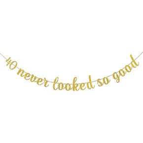 45 Never Looked So Good Banner / 45th Birthday Anniversary Party Decoration / 45 & Fabulous Cheers to 45 Years Party Decor Photo Backdrop/Gold Glitter (45)