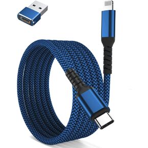 Basesailor USB C to Lightning Car Charger Cable 6.6ft with USB A Adapter,Type C Power PD Fast Charging Cord for Apple iPhone 14 13 12 11 10 Pro Max Mini,CarPlay,SE,i12,i13 Phone,Airpods