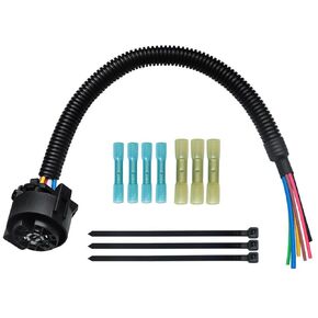 Universal Multi-Tow Harness Connector 16 Inches Replacement USCAR 7 Pin Wiring Harness Trailer Plug Truck Connector Splice-in for Chevy/GM/Toyota/Ford/Dodge with Flex Rust-Free Tubing