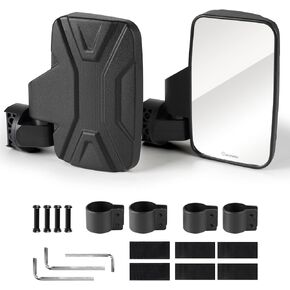 Evermotor UTV Rear View Mirror for 1.6"-2" Roll Bar Cages, Universal Center Mirror with 360° Adjustable Aluminum Clamp Compatible with ATV Polaris RZR Ranger Scooter Kawasaki Mule Pioneer Gator