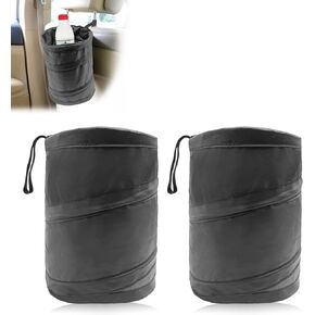 Car Trash Can, Collapsible Pop-up Water Proof Bag Portable Garbage Bin, Car Trash Bag with Elastic Band Hanging, Double-Layer Washable Trash Can for Car