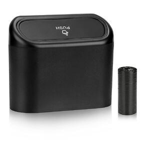 Car Trash Can with Lid,Leakproof Mini Vehicle Trash Bin with 20 Pcs Car Trash Bags ,Automotive Garbage Can Bin Trash Container for Home, Office,Kitchen Bedroom (1 Pack-Black)