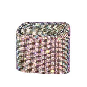 Bling Rhinestone Car Trash Can, Swing-Lid, Green, Plastic