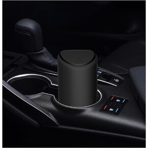Mini Car Trash Can with Lid, Portable Silicone Garbage Storage Container, Leakproof Auto Dustbin for Cup Holder, Vehicle Interior Accessories for Cars SUVs Trucks (Black)
