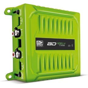 BD400.4GREEN Four Channel 4 x 100 Watt Rms Full Range Car Audio Amplfier 4 Ohms Bridged with Optional Use Low or High Pass Filters Green
