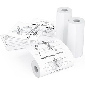 White Thermal Sticker Paper for D1 Pocket Printer, 57mm x 2.8m, Diameter 25mm, 3 Rolls Regular Self-Adhesive Thermal Paper (Adhesive)