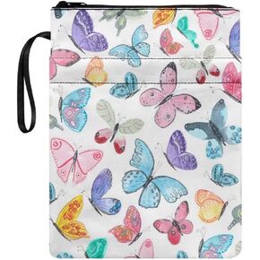 PZZ BEACH Butterfly Book Protector Book Sleeve Cover Book Slevee with Zipper Washable Durable Fabric Book Covers for Teen Adult Teacher