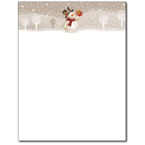 Snowman with Present Christmas Holiday Stationery - 80 Sheets - Great for Flyers, Invitations, or Letters