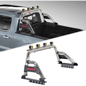 Roll Bar | Adjustable Sport Bar Silver Stainless Steel Compatible with Tacoma | Ford Ranger| Colorado | Canyon | Nissan Frontier | Light Mount | Mid Size Trucks | No Drilling, 1502-B02019SS in Kuwait