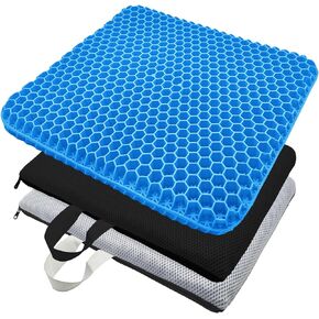 وسادة مقعد وسادة جل وسائد كرسي المكتب وسادة مقعد السيارة وسادة كرسي مزدوجة سميكة لتخفيف آلام الظهر وعظم الذنب وسادة مقعد هلامية لمقعد البيض الطويل لتخفيف الضغط على الكرسي المتحرك باللون الأزرق in Kuwait