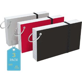1InTheOffice Index Cards with Ring 3x5, Flash Cards with Binder Ring, Single Hole Punched Notecards, 65 Cards, 3 Pack