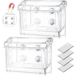 2 Pcs Magnetic Outdoor Business Card Holder, Acrylic Vehicle Clear Business Card Holder Mount Box for Smooth Metal Surface for Office Store Trucks Wall, 4.25 x 1.46 x 2.87 Inch
