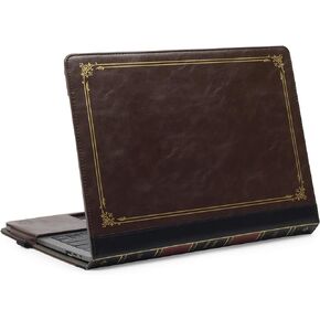 TYTX Compatible with MacBook Air 13 Inch Case Leather 2021 2020 2019 2018 (A2337M1/A2179/A1932), Laptop Case Protective Vintage Book Folio Cover, Black