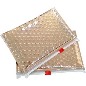 Rose Gold Bubble Pouch 10PCS Zipper Bubble Out Bags Metallic Rose Gold Cosmetic Bag Small Bubble Padded Pockets for Cosmetic Storage Resealable Zipper Cushioning Bubble wrapped Bags for Moving, in Saudi Arabia