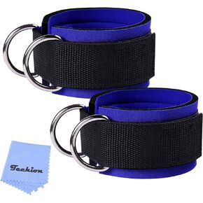 1 Pair of Fitness Ankle Straps for Cable Machine - Double D-Ring, Adjustable Comfort fit Neoprene - for Men and Women