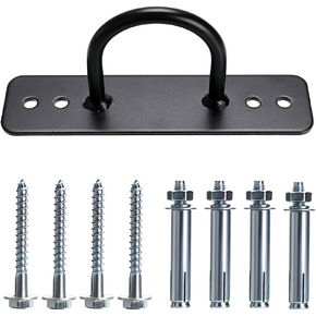 Hipiwe Battle Rope Wall/Ceiling Mount Anchor Bracket Hook for Suspension Straps Crossfit Gymnastic Rings, Body Weight Strength Training Systems, Yoga Swings Hammocks, Boxing Equipment (Long Black)