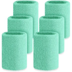 6 Pcs 4 Inch Wrist Sweatbands Tennis Wristbands Gymnastics Wristbands for Grips Sport Cotton Elastic Wrist Sweatbands Thick Wrist Bands for Working Out Tennis Football Running Women Men Black