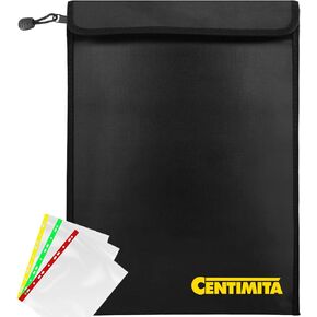 Fireproof Document Bag Waterproof Safe Folder - 2000℉ Money Bag with Zipper and 3 Document Protectors, 15"x11" Fire Proof/Waterproof Safe Bag, Important Document Holder, Fireproof Pouch,Fire Envelope