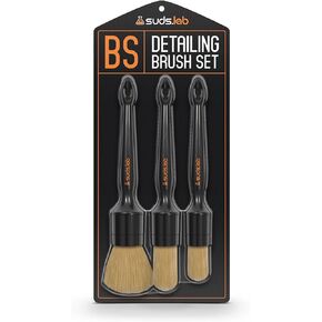 Suds Lab HD Intensive Brush Kit 3 Pack- Premium Boar’s Hair Brushes - Scratch Free Design - Fine Detailing Brushes for Personal and Professional Use